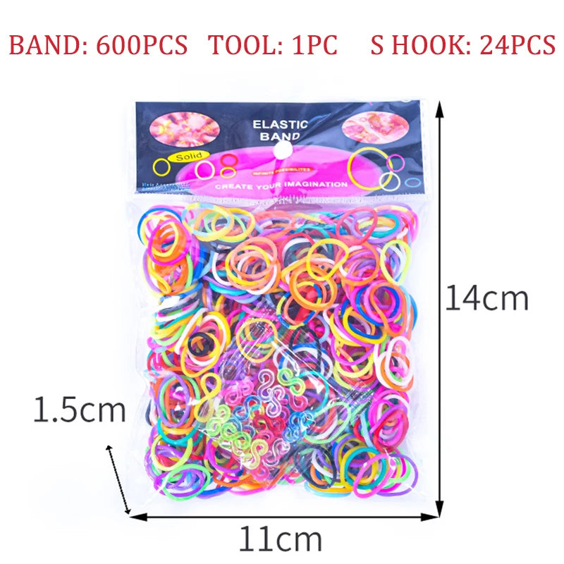 600pcs/lot Colorful Loom Rubber Band Bracelet Making Kit