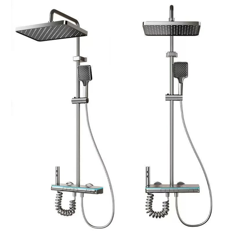 Intelligent Constant Temperature Digital Showerhead Set With LED Ambient Light Air Pressurized Handheld Showerhead Copper Body