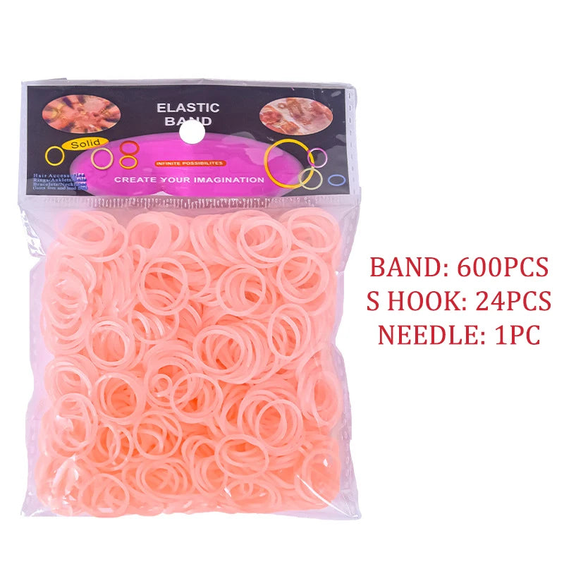 600pcs/lot Colorful Loom Rubber Band Bracelet Making Kit