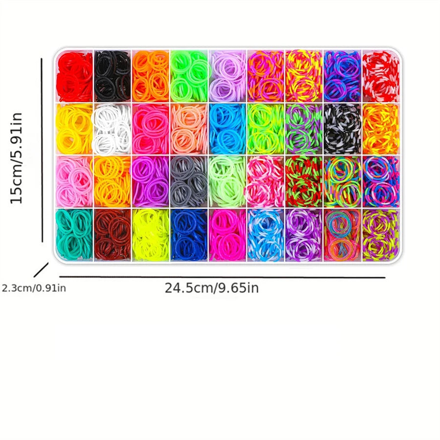DIY Loom Bands Kit, 2700PCS+ 36Grids 36 Colors Colorful Rubber Bands Looming Kit For DIY Refill Bracelet Making Craft Kits, Larg