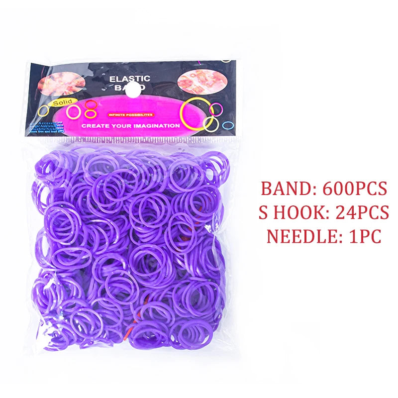 600pcs/lot Colorful Loom Rubber Band Bracelet Making Kit