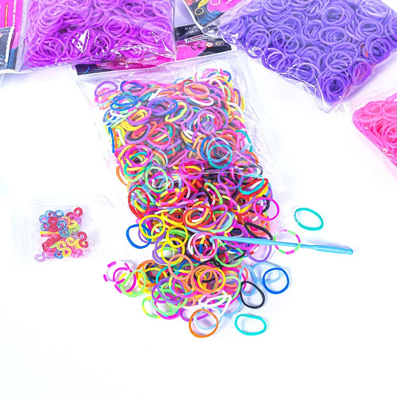 600pcs/lot Colorful Loom Rubber Band Bracelet Making Kit