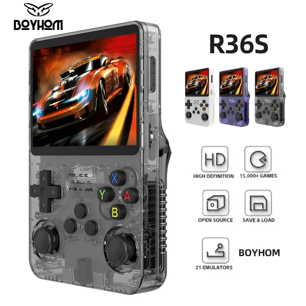 R36S Retro Handheld Video Game Console 3.5 Inch IPS Screen Storage 20000 Game Library Arkos Linux System Portable Pocket Player