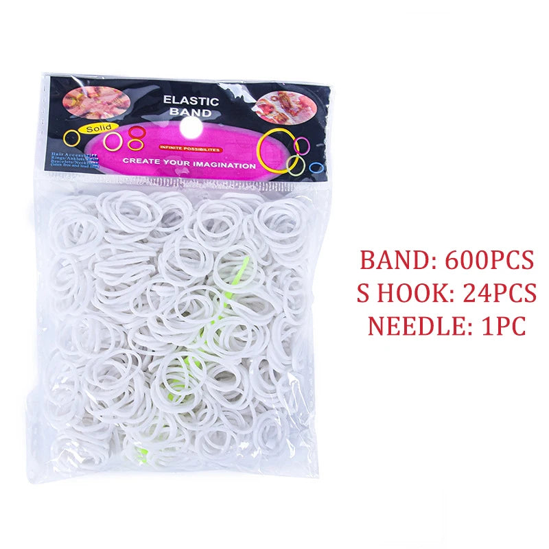 600pcs/lot Colorful Loom Rubber Band Bracelet Making Kit