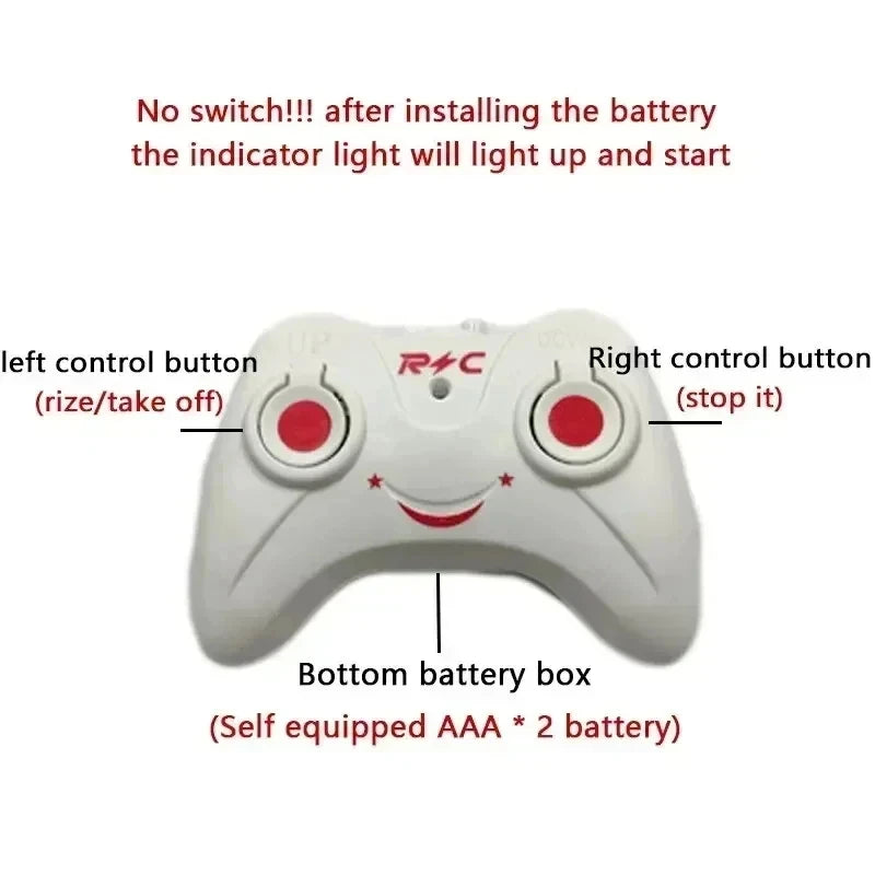 Rechargeable Mini RC Drone Remote Safe Fall-resistant RC Helicopters Drone ChildrenToys(No remote control battery)