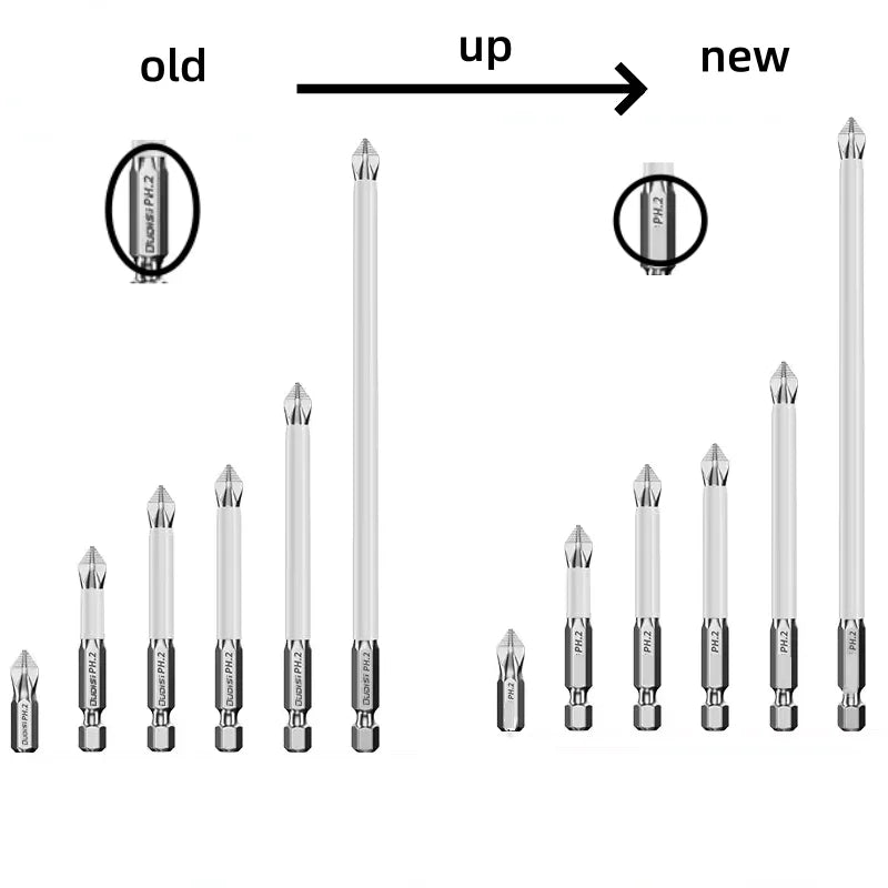 6 PCS Cross Screwdriver Head Strong Magnetic Anti Slip High Hardness Electric Screwdriver Tool Electric Drill Extended Hexagonal