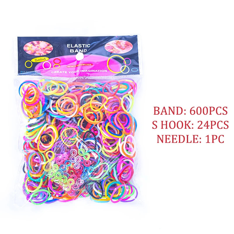 600pcs/lot Colorful Loom Rubber Band Bracelet Making Kit